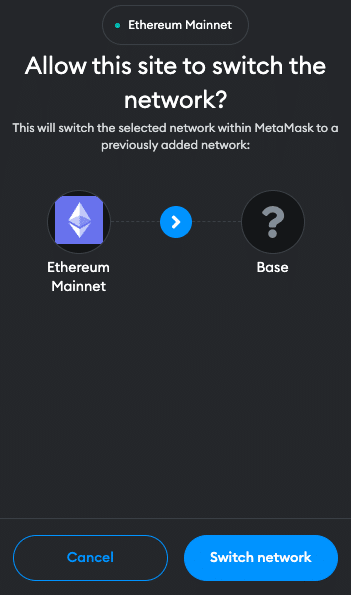 Switch to Base network