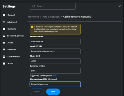 Arbitrum network details