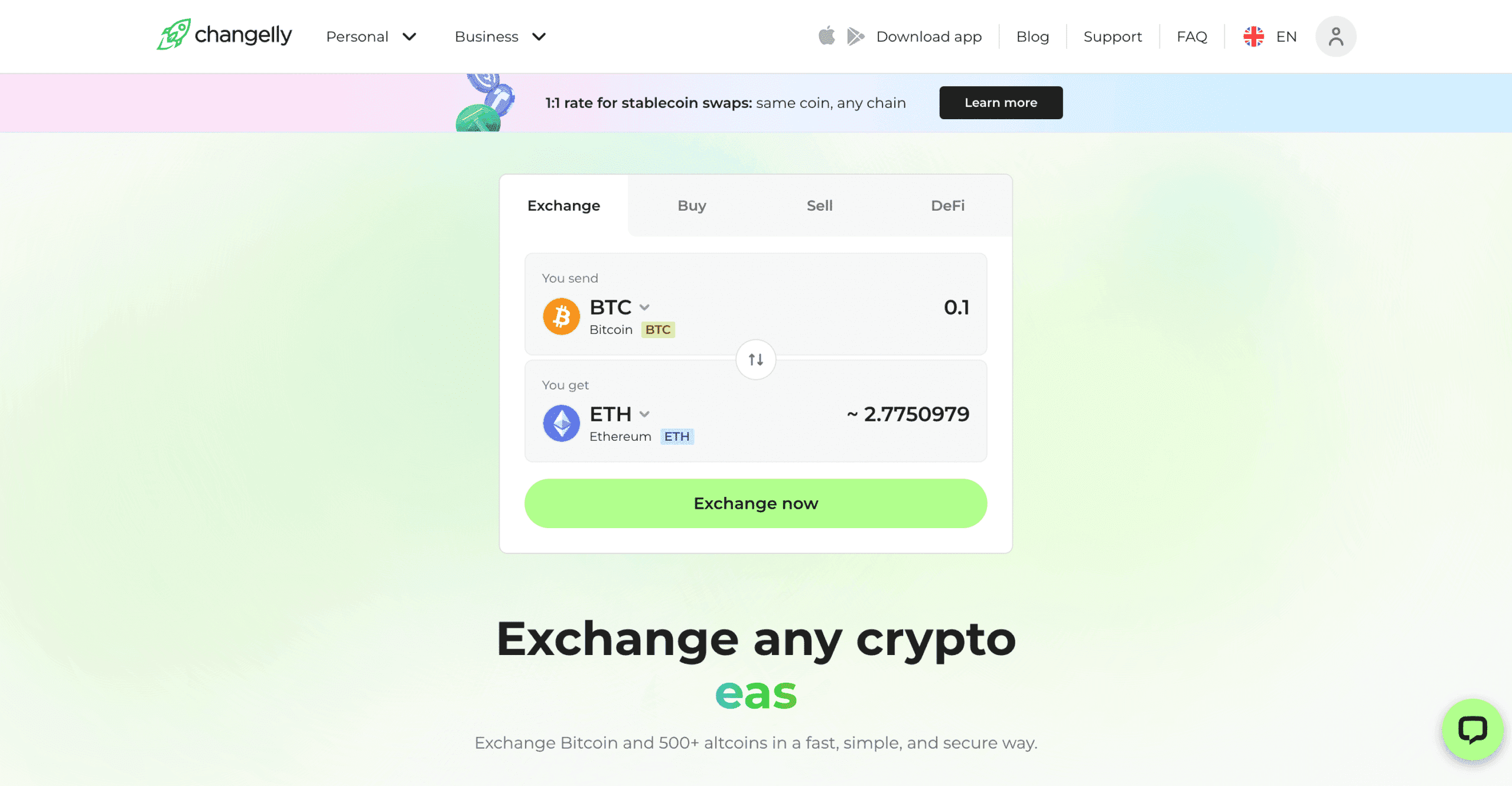 Changelly Kryptobörse ohne KYC