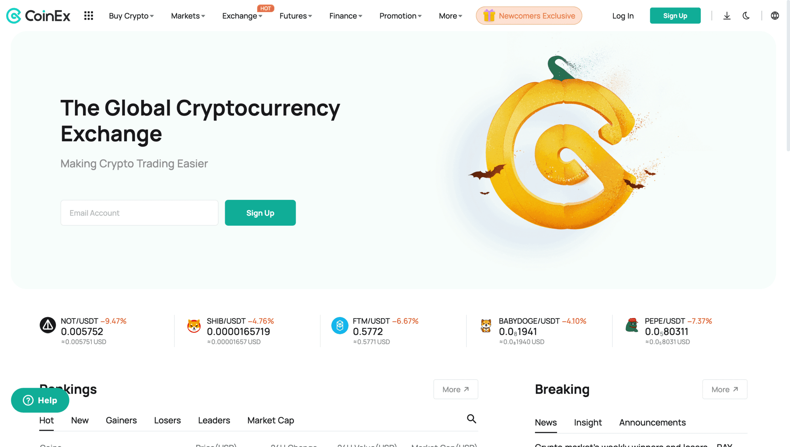 CoinEx Kryptobörse ohne KYC