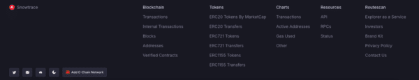 Add C-Chain Network button on Snowtrace