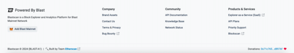 Add Blast Mainnet button