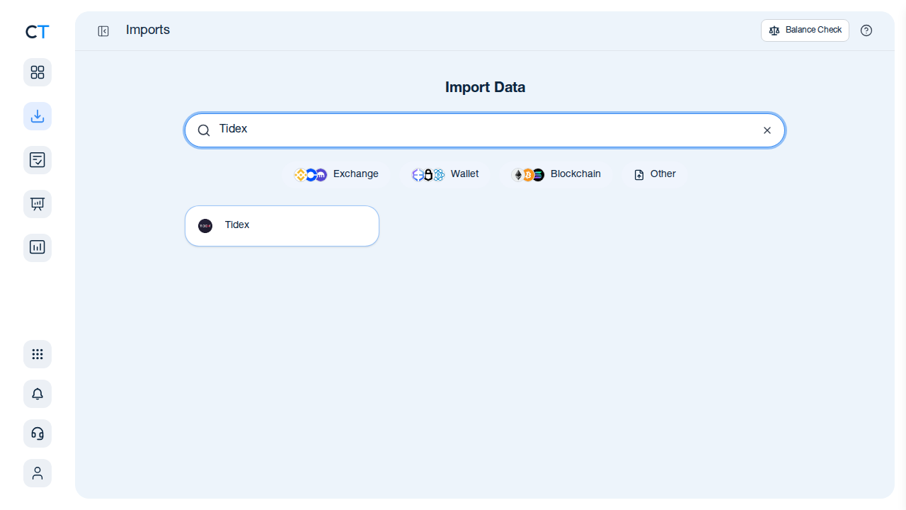 CoinTracking Tidex CSV Import-Suche