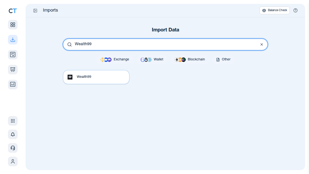 CoinTracking Wealth99 CSV Import-Suche