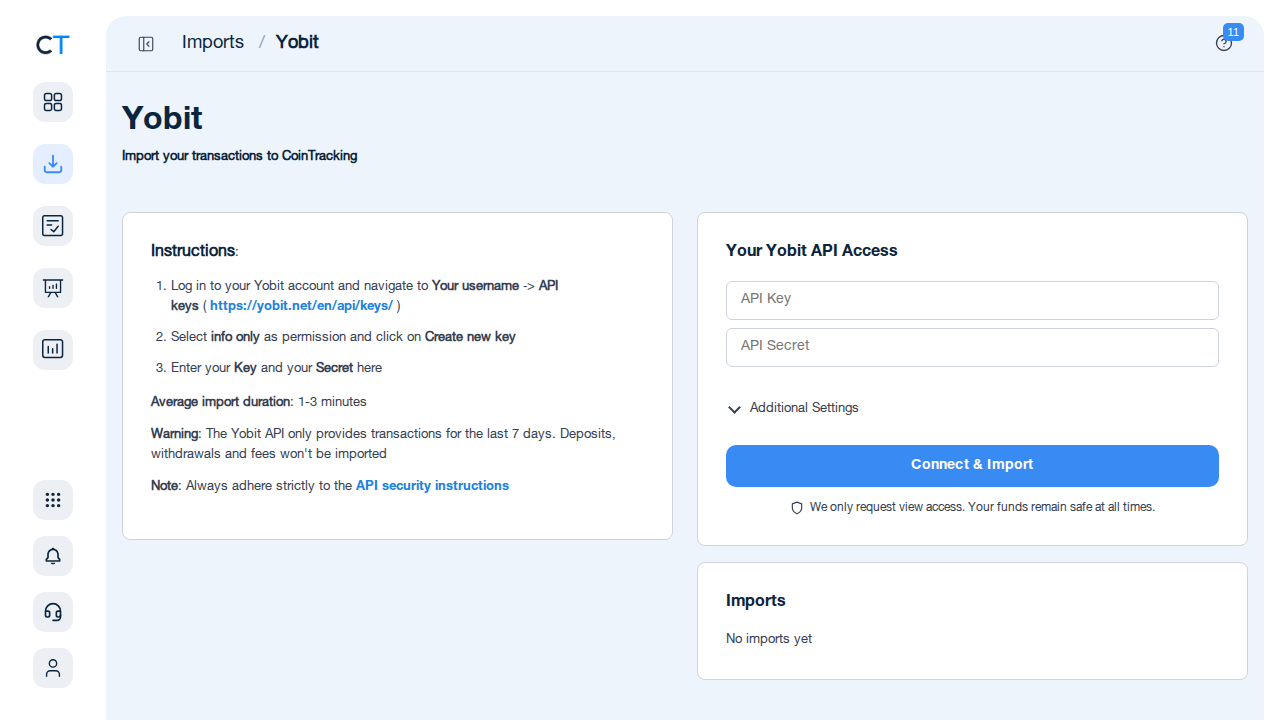CoinTracking Steuerbericht für Yobit Transaktionen