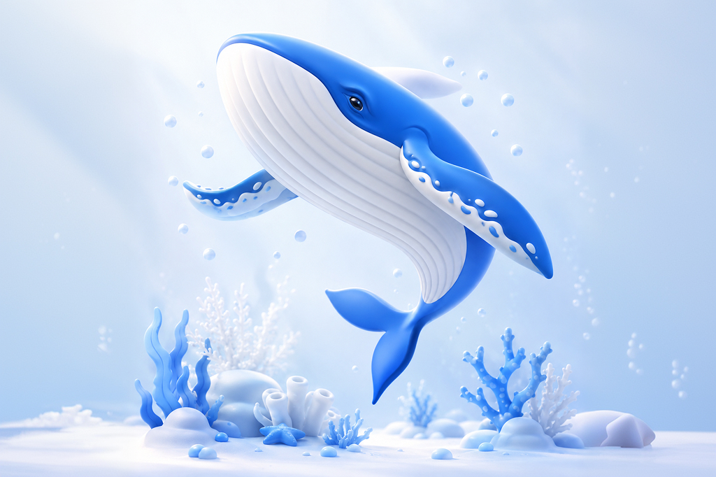 Ein Wal springt aus dem Wasser – Illustration für einen erfahrenen Krypto-Investor