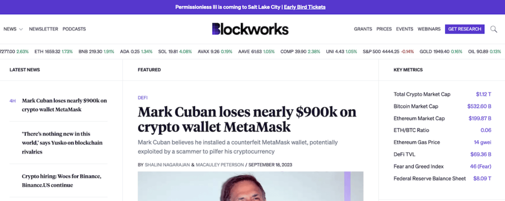 Blockworks - Crypto News Outlets