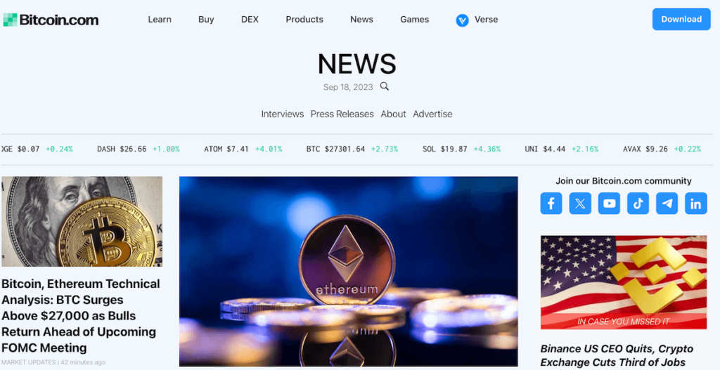 Bitcoin.com News - Crypto News Outlets