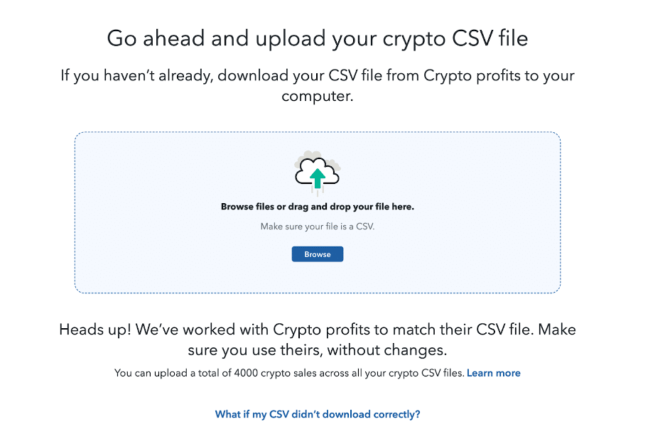 Upload CSV file from CoinTracking into TurboTax