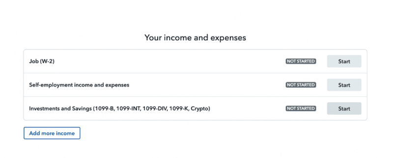 TurboTax Income