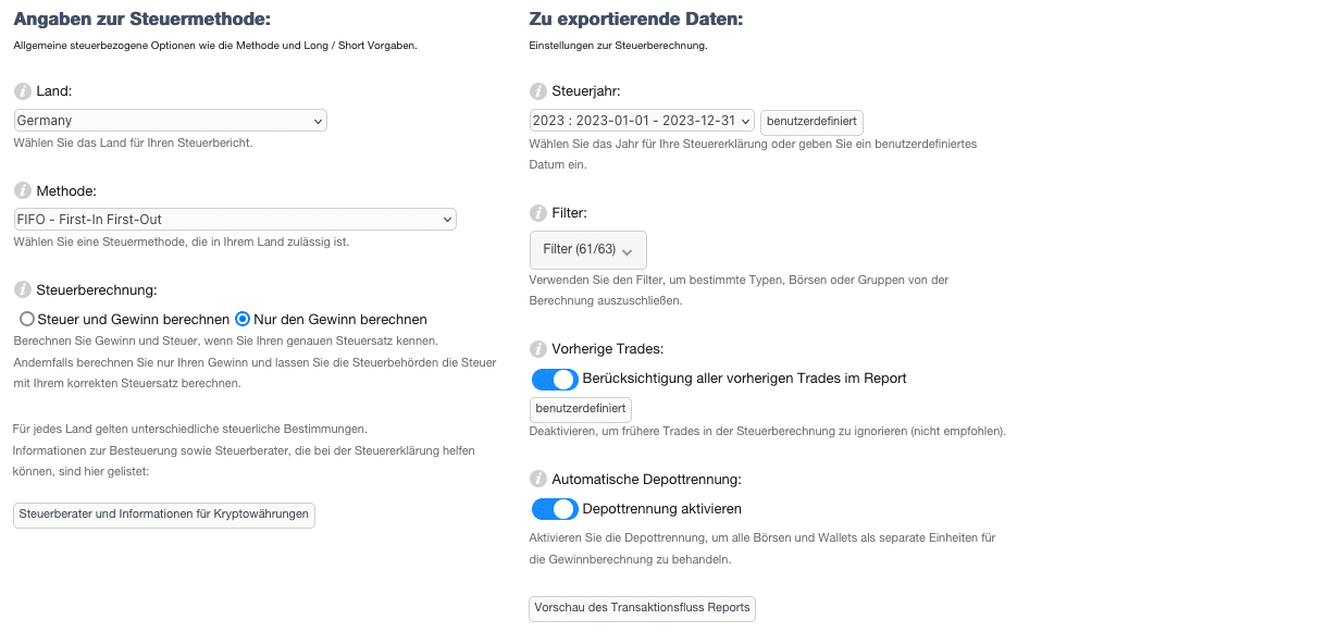 Cointracking Steuerreport