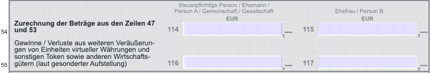 Anlage SO „Einheiten virtueller Währungen und / oder sonstige Token“