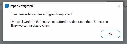 Import von CoinTracking in die SteuerSparErklärung erfolgreich