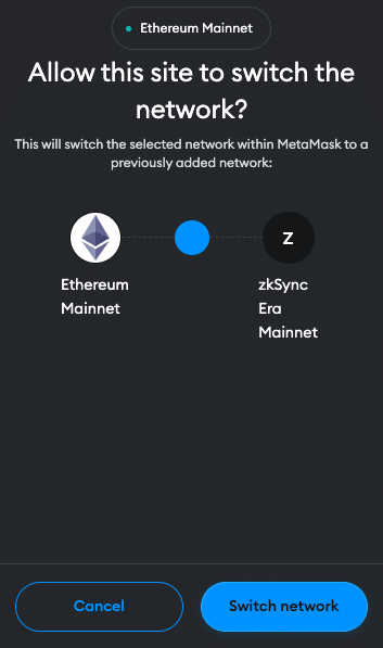 zkSync To MetaMask