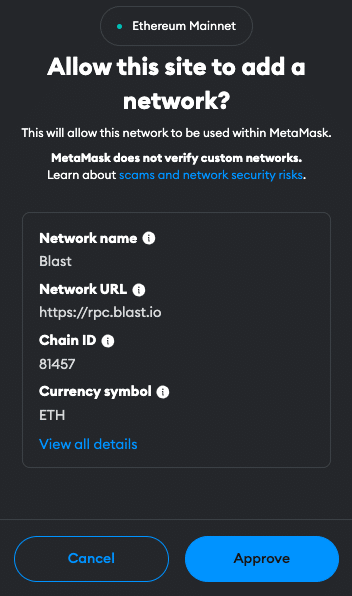 BLAST to MetaMask