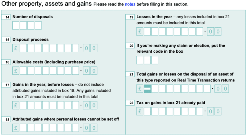 UK Taxes Other Property, Assets, and Gains